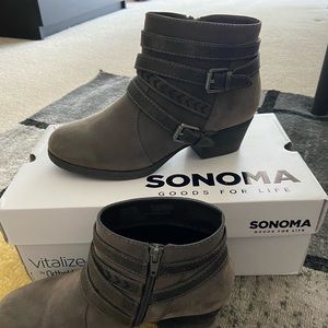 Gray womens booties size 9w